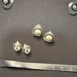 Swarovski Silver and Cream Stud Earrings
